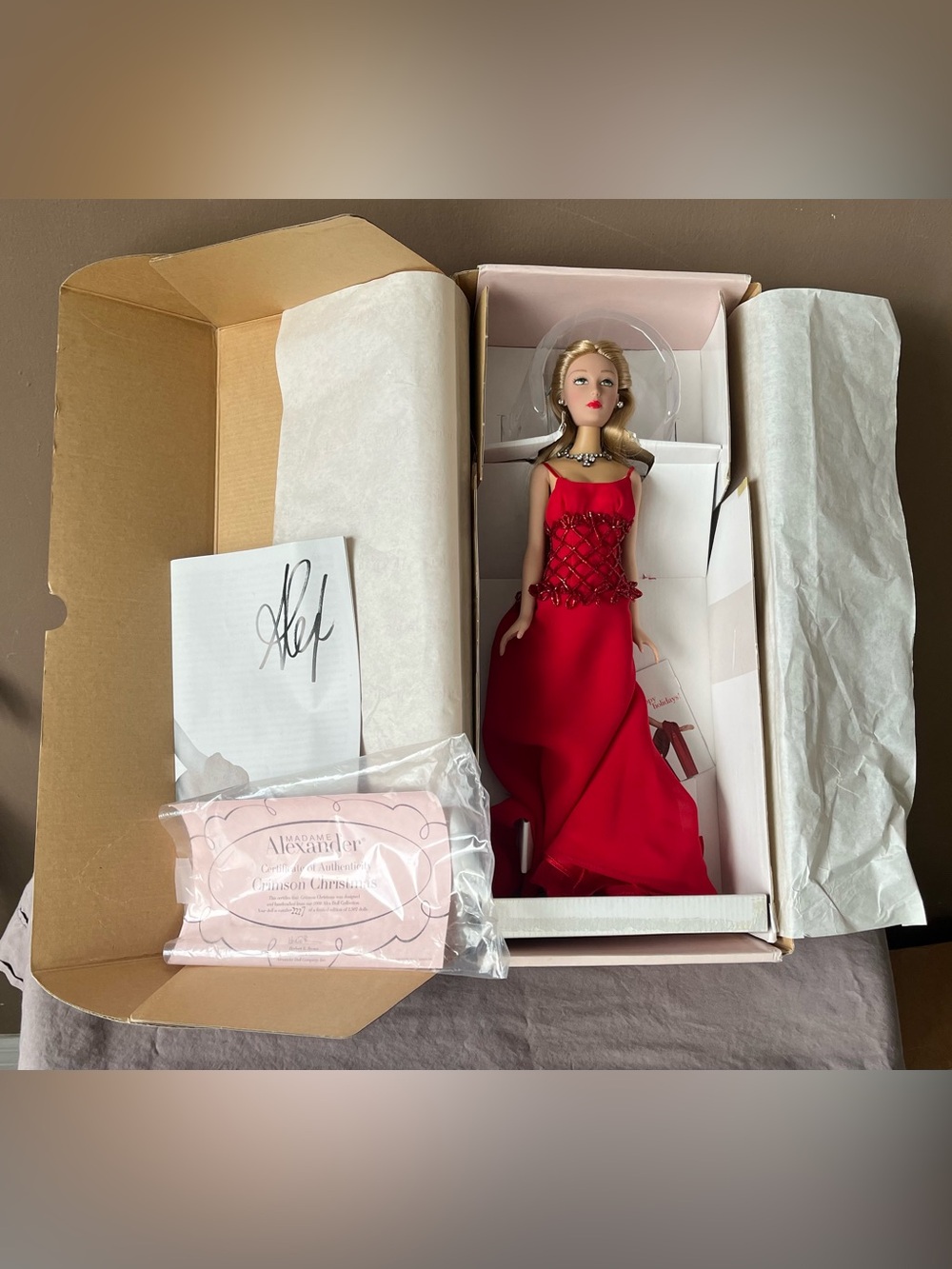 Madame Alexander "Crimson Christmas" Doll in Red Evening Gown with Shawl - Picture 15 of 15